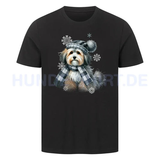 Premium T-Shirt "Havaneser Winter" Schwarz – hunde-shirt.de