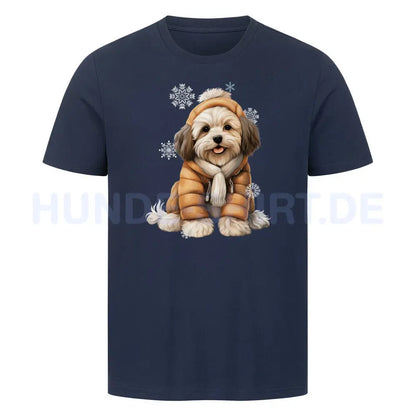 Premium T-Shirt "Havaneser Winterjacke" French Navy – hunde-shirt.de