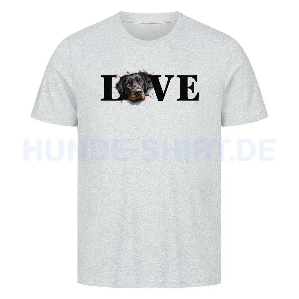 Premium T-Shirt "Hovawart dunkel - LOVE" Heather Grey – hunde-shirt.de