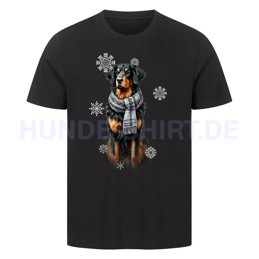 Premium T-Shirt "Hovawart Winter" Schwarz – hunde-shirt.de