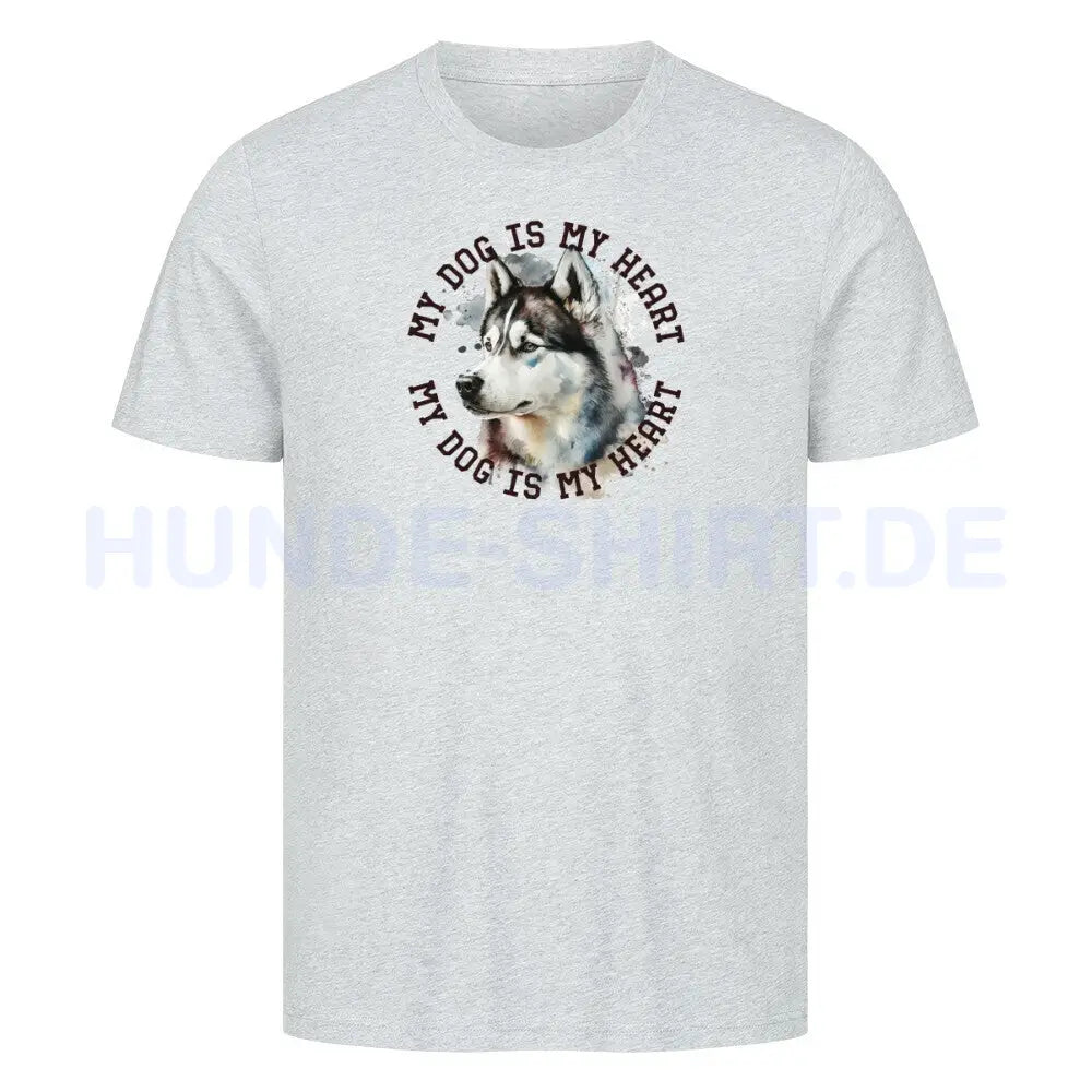 Premium T-Shirt "Husky HEART" Heather Grey – hunde-shirt.de