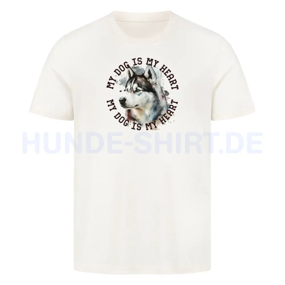 Premium T-Shirt "Husky HEART" Natural Raw – hunde-shirt.de