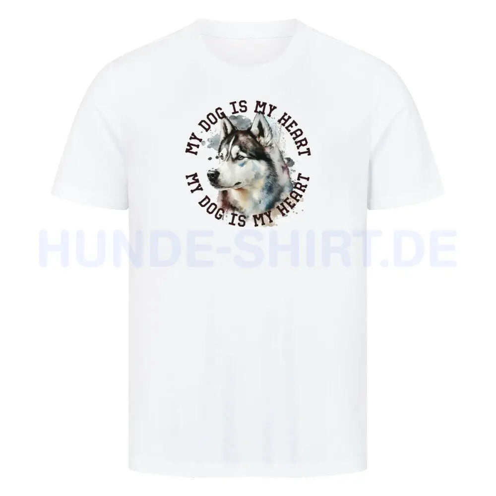 Premium T-Shirt "Husky HEART" Weiß – hunde-shirt.de