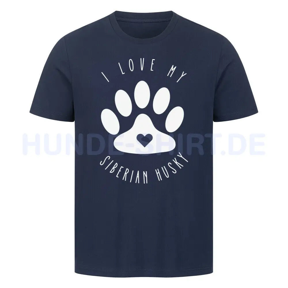 Premium T-Shirt "Husky - I love my..." French Navy – hunde-shirt.de