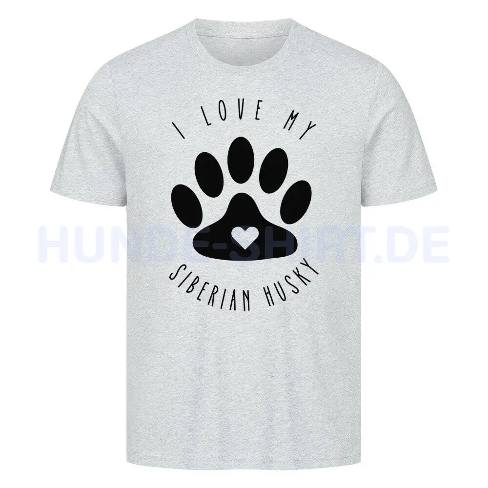 Premium T-Shirt "Husky - I love my..." Heather Grey – hunde-shirt.de