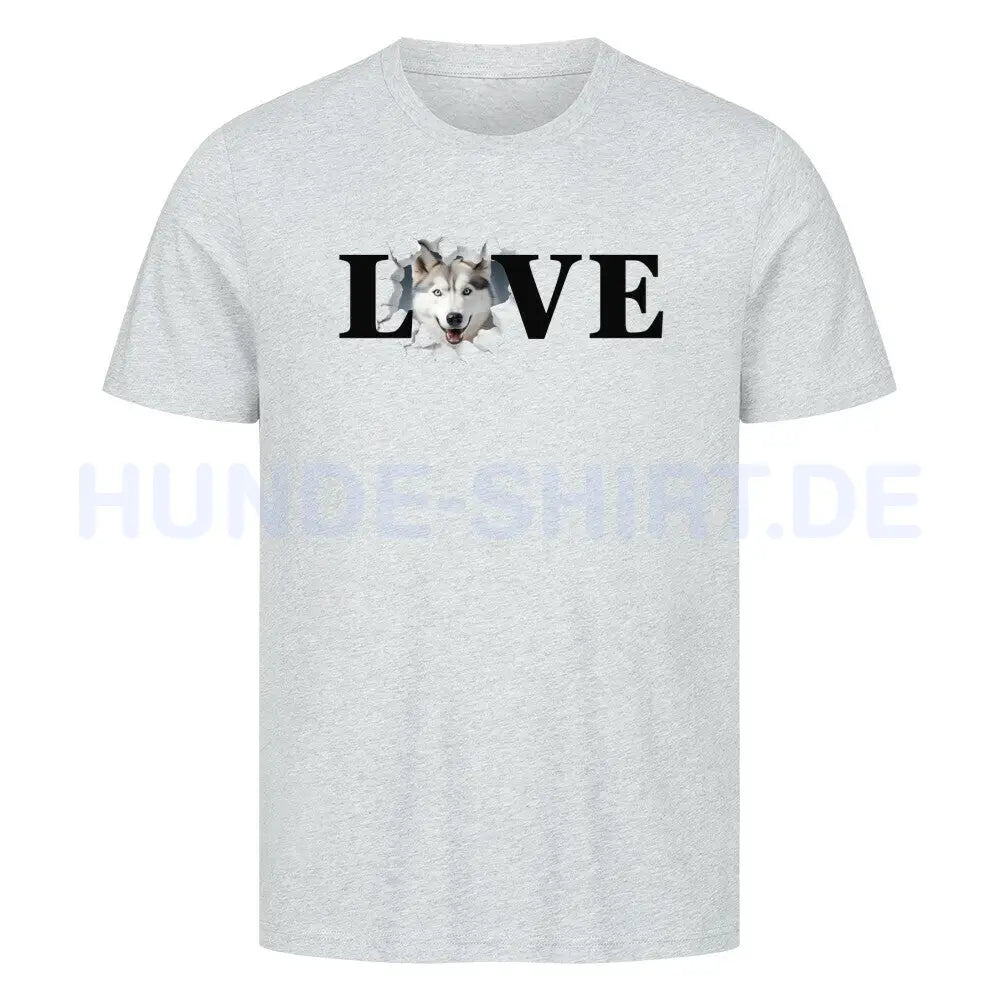 Premium T-Shirt "Husky - LOVE" Heather Grey – hunde-shirt.de