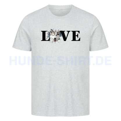 Premium T-Shirt "Husky - LOVE" Heather Grey – hunde-shirt.de