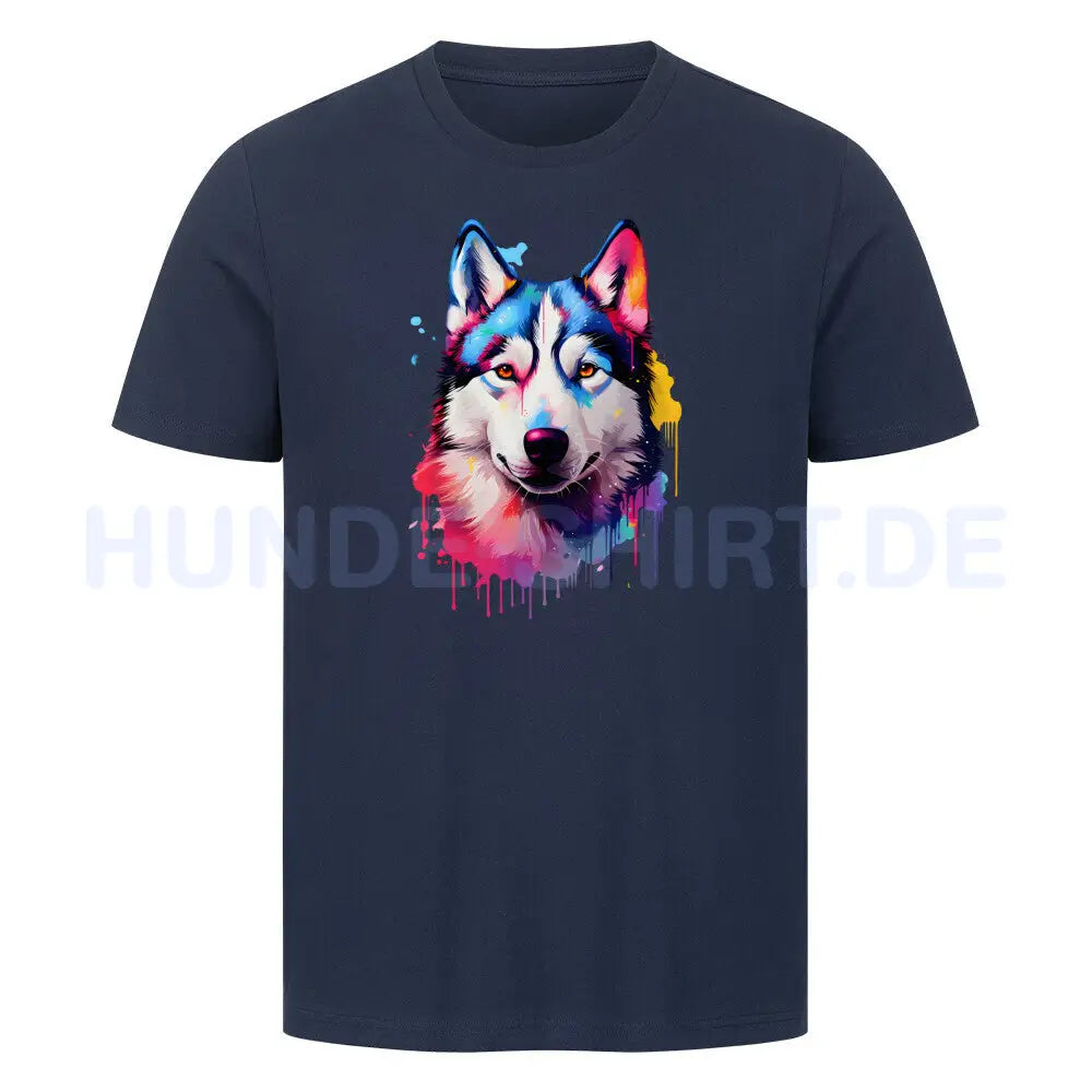 Premium T-Shirt "Husky - Paint" French Navy – hunde-shirt.de