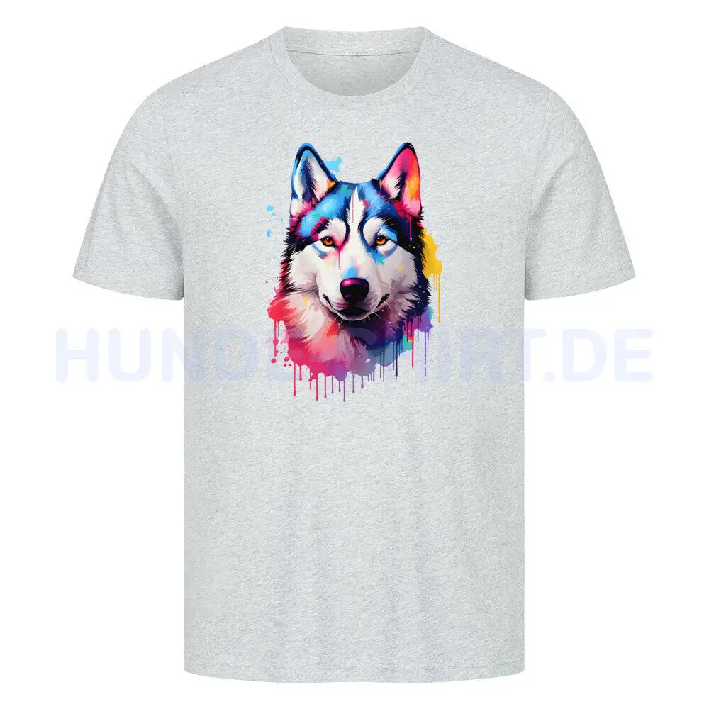 Premium T-Shirt "Husky - Paint" Heather Grey – hunde-shirt.de