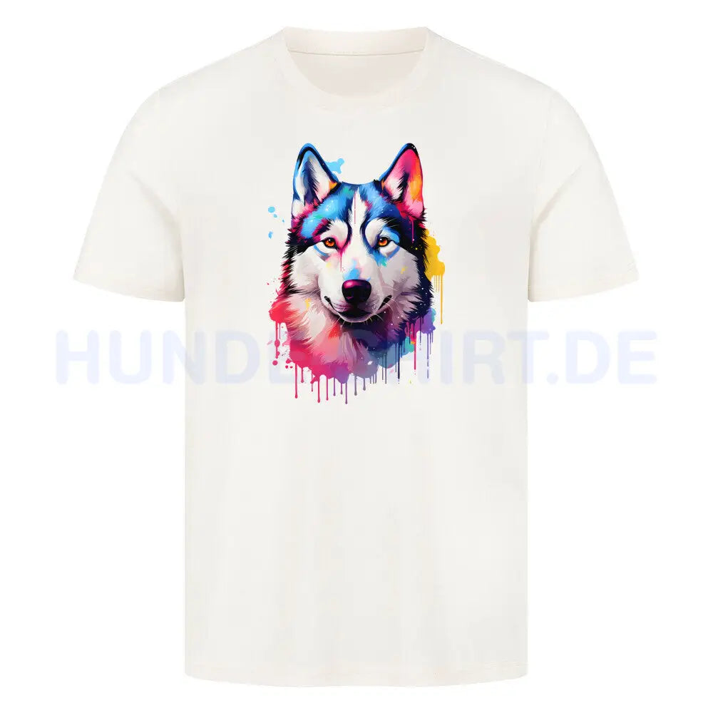 Premium T-Shirt "Husky - Paint" Natural Raw – hunde-shirt.de