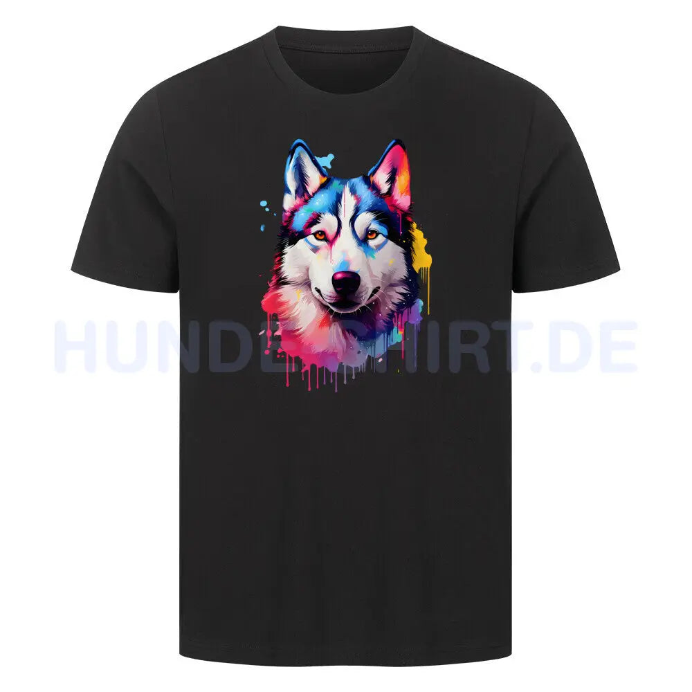 Premium T-Shirt "Husky - Paint" Schwarz – hunde-shirt.de