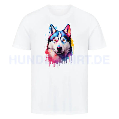 Premium T-Shirt "Husky - Paint" Weiß – hunde-shirt.de