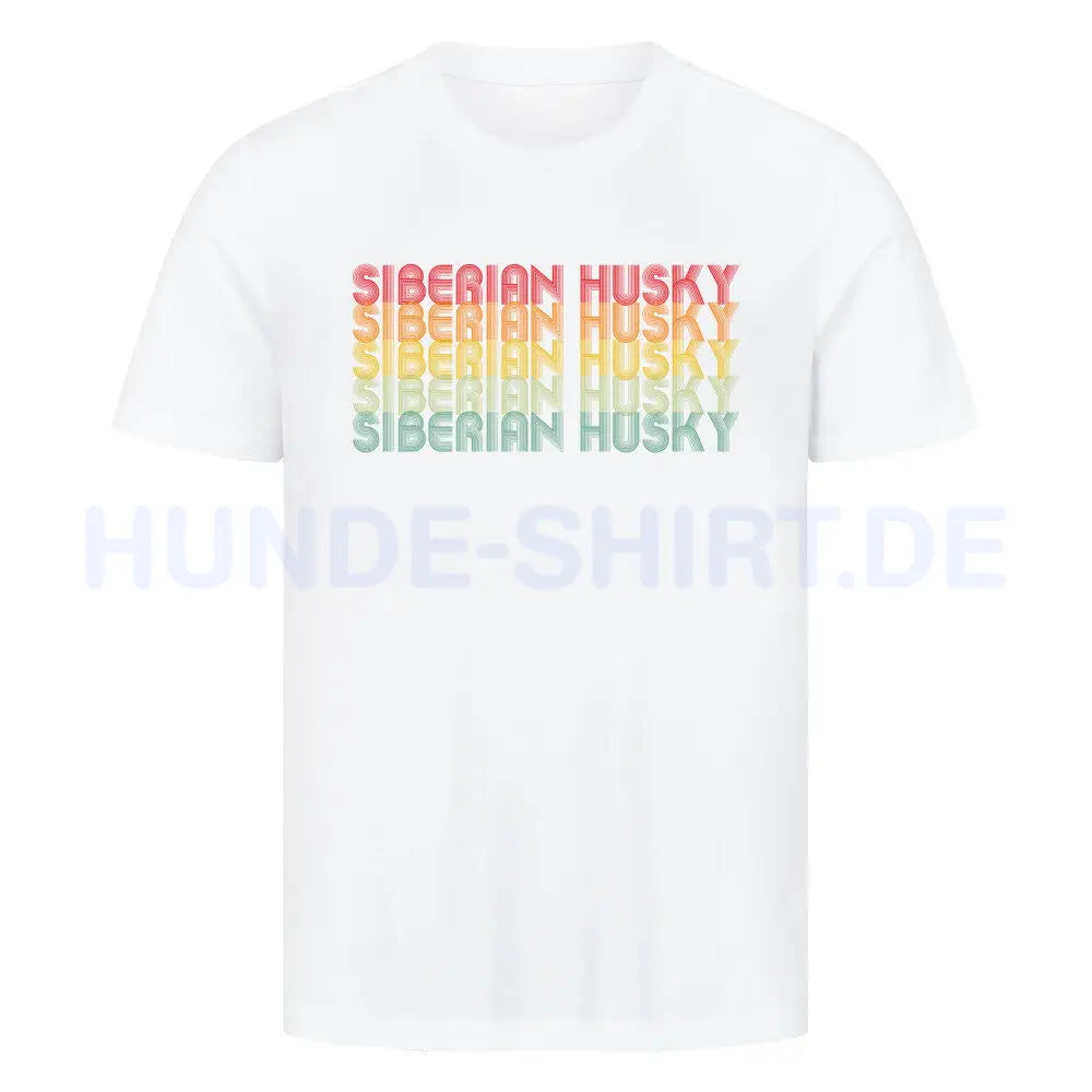 Premium T-Shirt "Husky - RETRO" Weiß – hunde-shirt.de