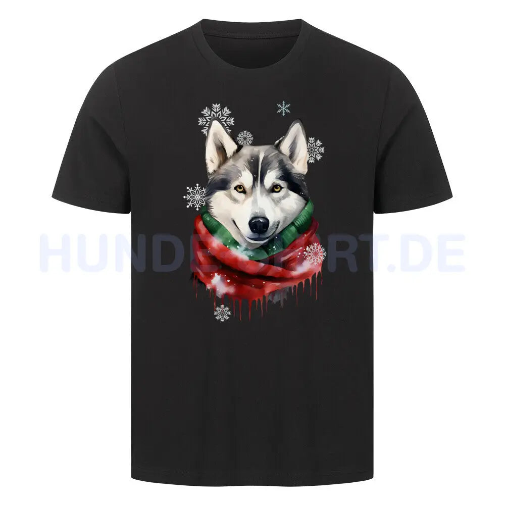 Premium T-Shirt "Husky Winter" Schwarz – hunde-shirt.de