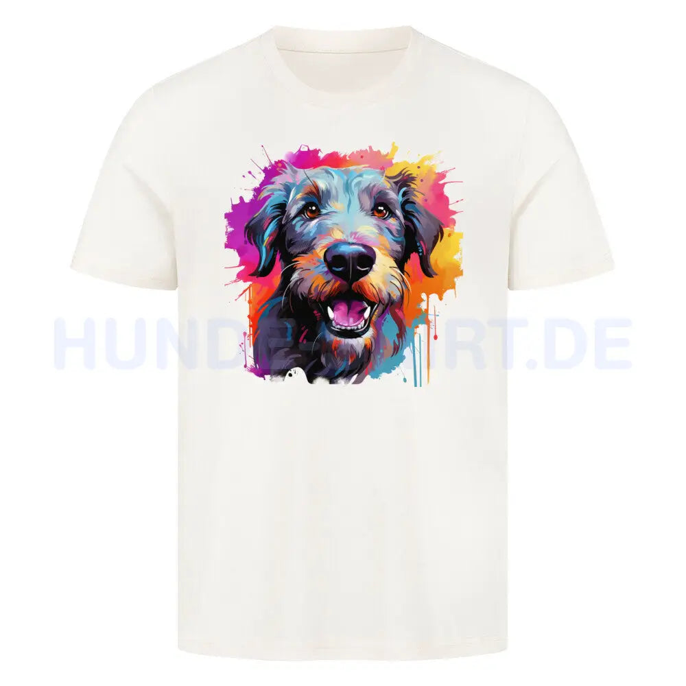 Premium T-Shirt "Irischer Wolfshund Paint" Natural Raw – hunde-shirt.de