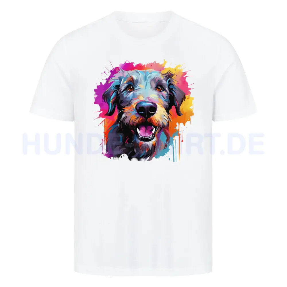 Premium T-Shirt "Irischer Wolfshund Paint" Weiß – hunde-shirt.de