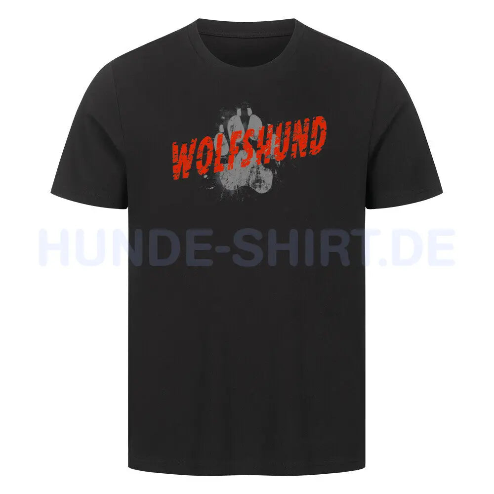 Premium T-Shirt "Irischer Wolfshund - PAW" Schwarz – hunde-shirt.de