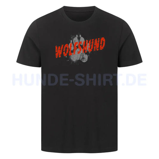 Premium T-Shirt "Irischer Wolfshund - PAW" Schwarz – hunde-shirt.de