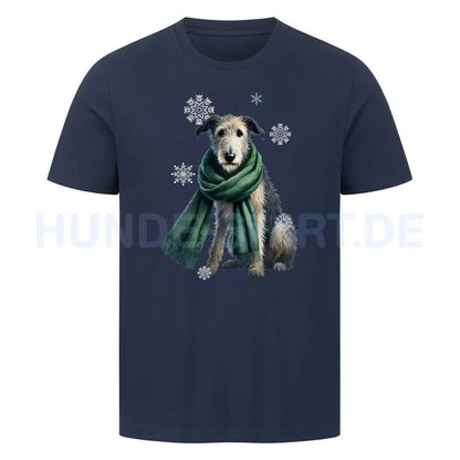 Premium T-Shirt "Irischer Wolfshund Winter" French Navy – hunde-shirt.de