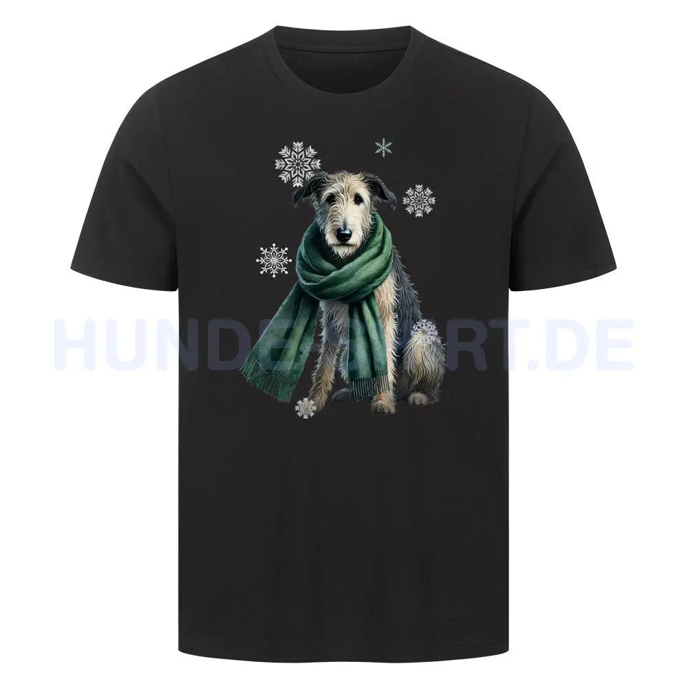 Premium T-Shirt "Irischer Wolfshund Winter" Schwarz – hunde-shirt.de