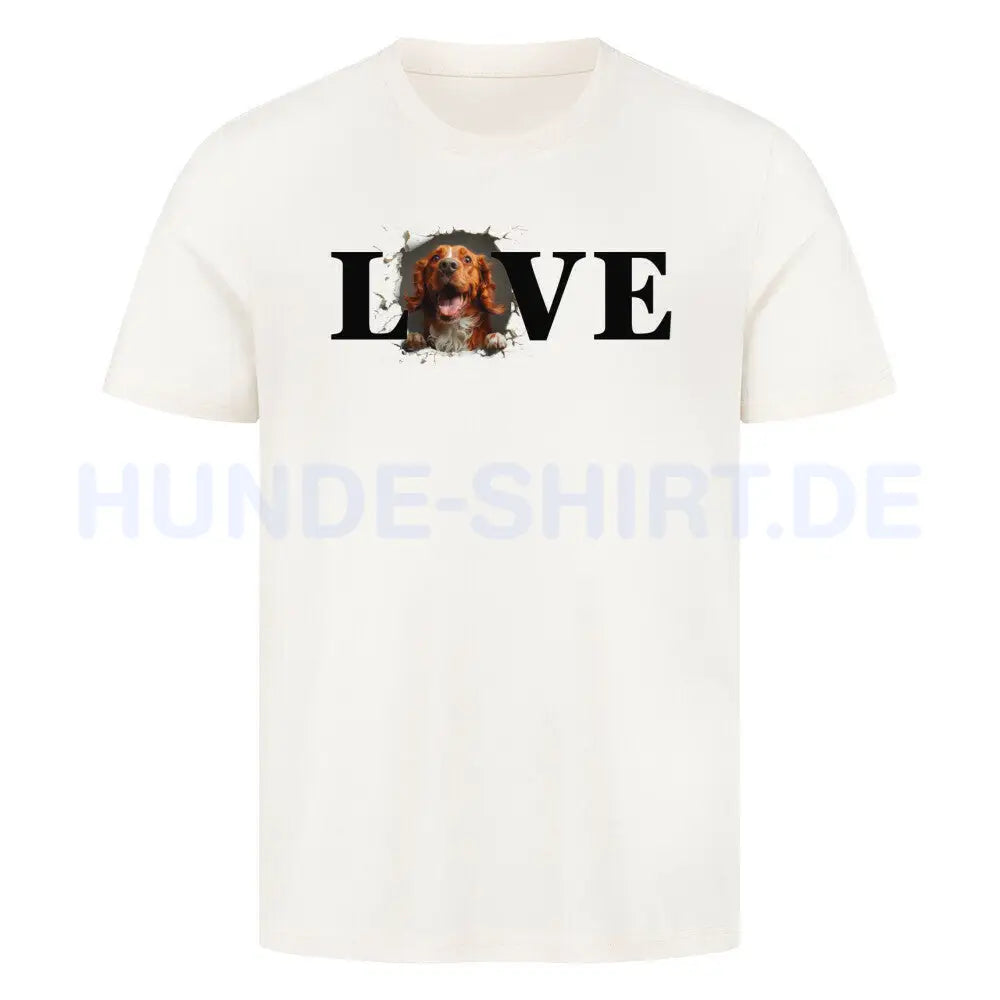 Premium T-Shirt "Irish red and white Setter LOVE" Natural Raw – hunde-shirt.de