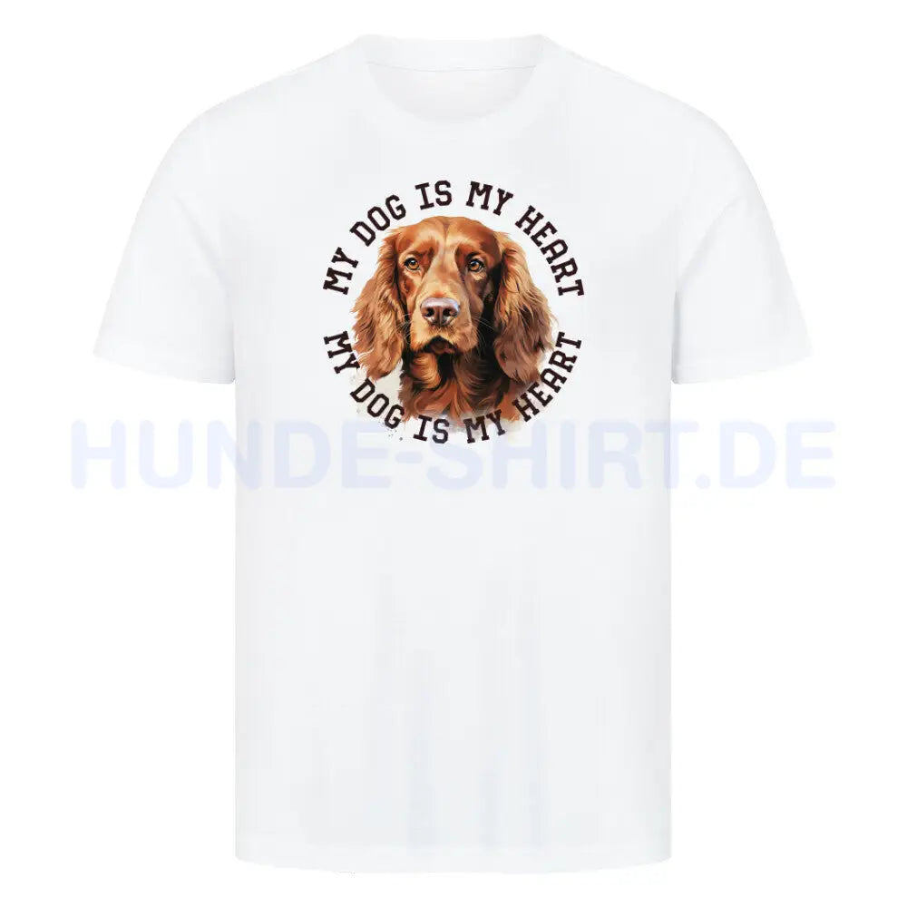 Premium T-Shirt "Irish Setter HEART 2" Weiß – hunde-shirt.de