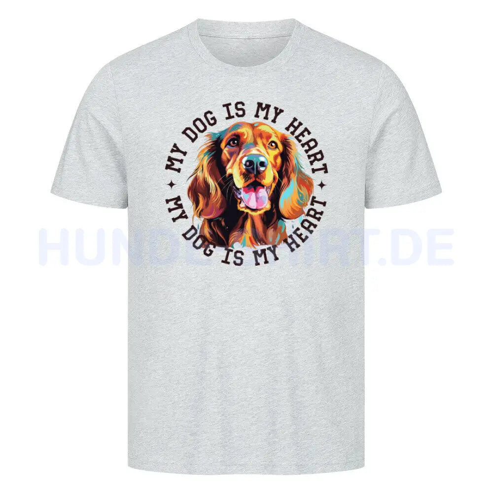 Premium T-Shirt "Irish Setter HEART" Heather Grey – hunde-shirt.de