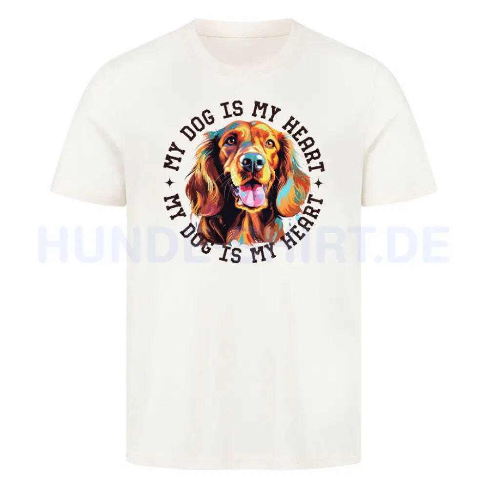 Premium T-Shirt "Irish Setter HEART" Natural Raw – hunde-shirt.de