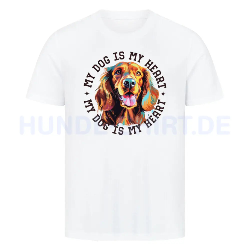 Premium T-Shirt "Irish Setter HEART" Weiß – hunde-shirt.de