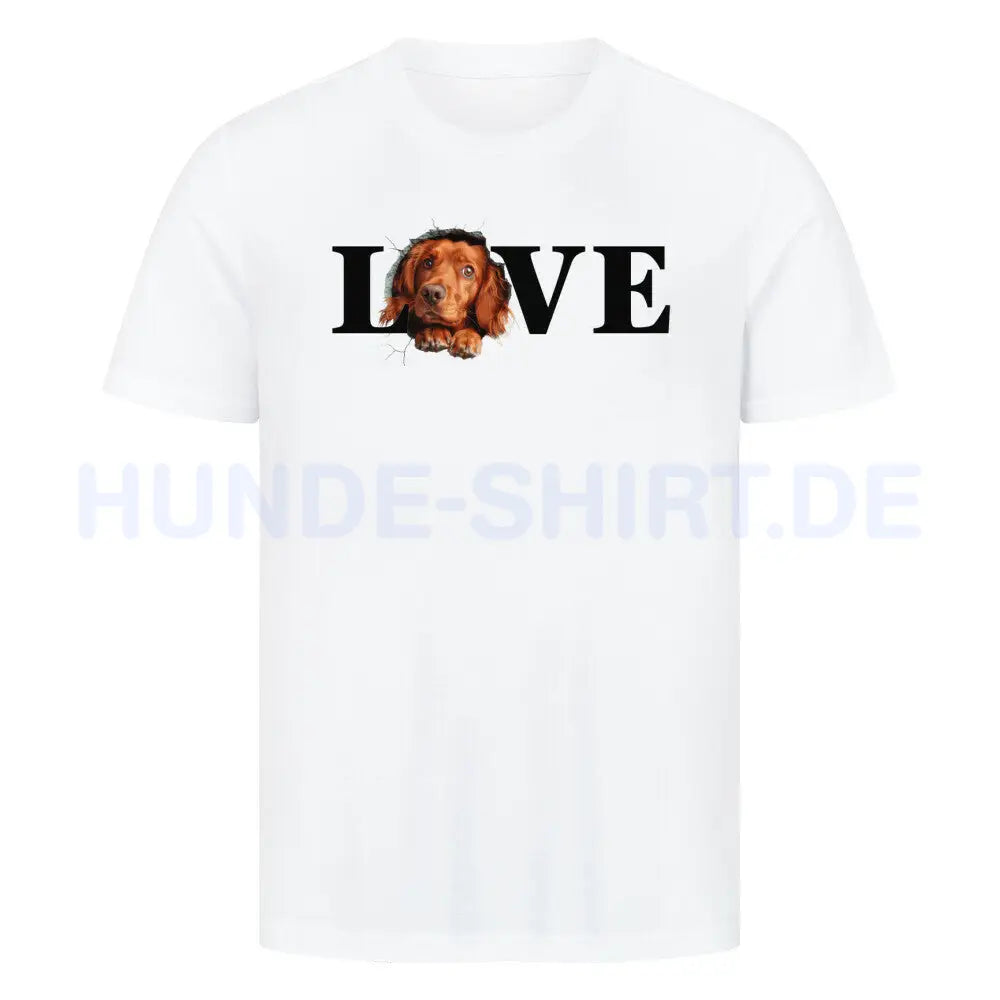 Premium T-Shirt "Irish Setter LOVE" Weiß – hunde-shirt.de