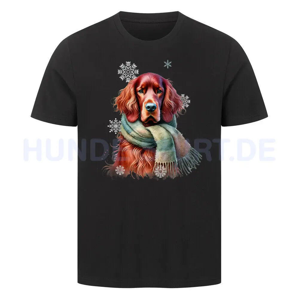 Premium T-Shirt "Irish Setter Winter" Schwarz – hunde-shirt.de