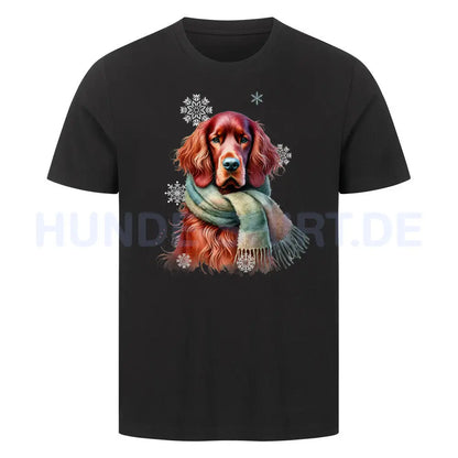 Premium T-Shirt "Irish Setter Winter" Schwarz – hunde-shirt.de