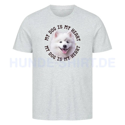 Premium T-Shirt "Japan-Spitz HEART" Heather Grey – hunde-shirt.de