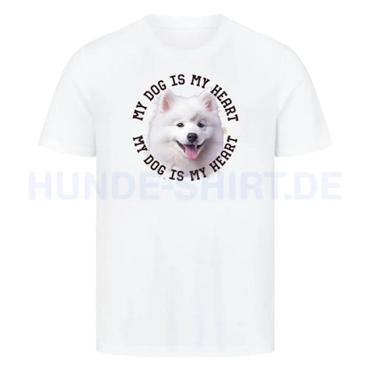 Premium T-Shirt "Japan-Spitz HEART" Weiß – hunde-shirt.de