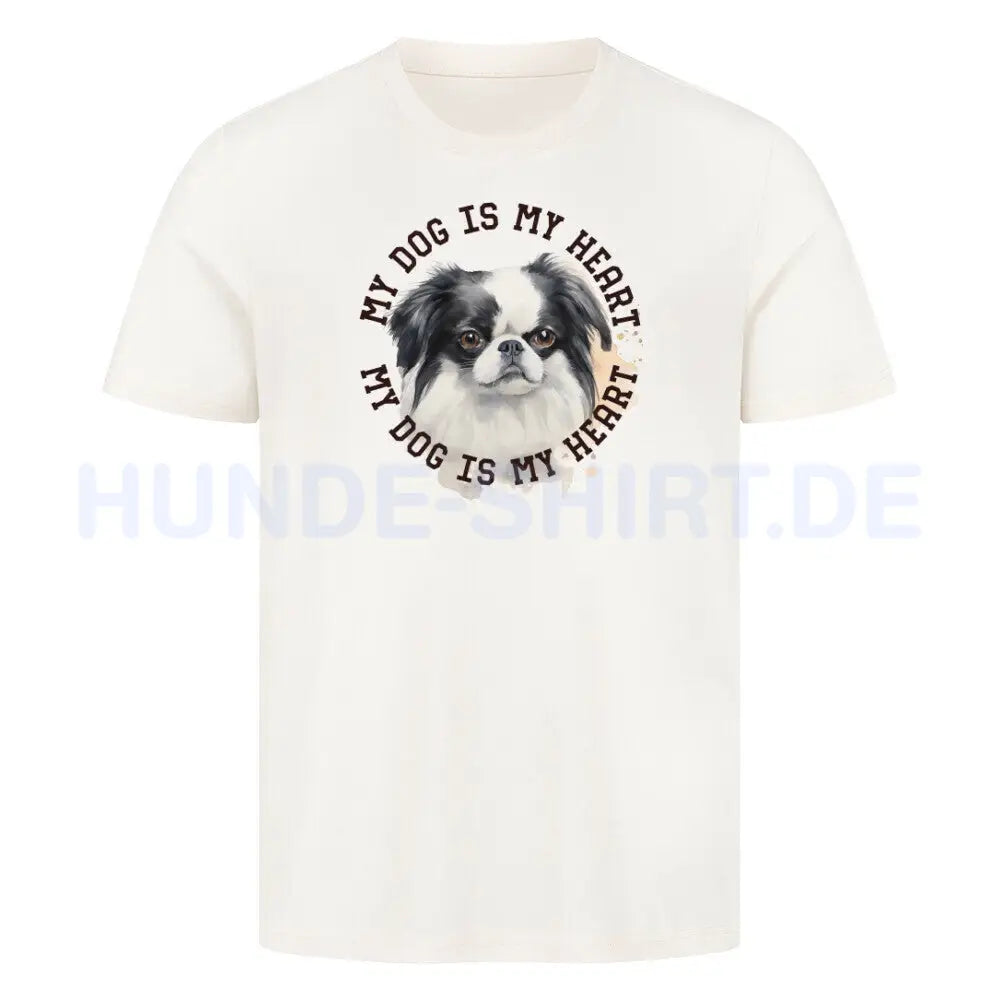 Premium T-Shirt "Japanese Chin HEART 2" Natural Raw – hunde-shirt.de