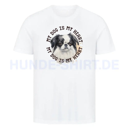 Premium T-Shirt "Japanese Chin HEART 2" Weiß – hunde-shirt.de