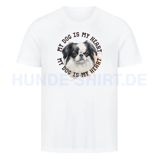 Premium T-Shirt "Japanese Chin HEART 2" Weiß – hunde-shirt.de