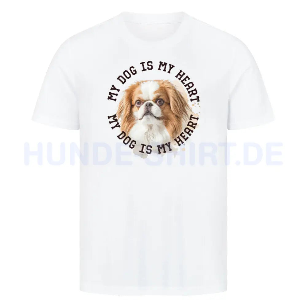 Premium T-Shirt "Japanese Chin HEART" Weiß – hunde-shirt.de