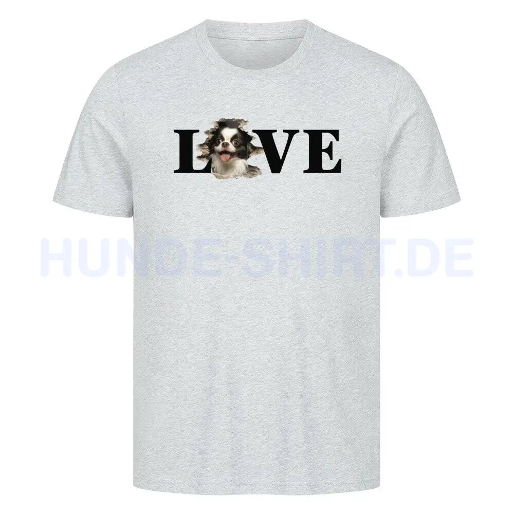 Premium T-Shirt "Japanese Chin LOVE" Heather Grey – hunde-shirt.de