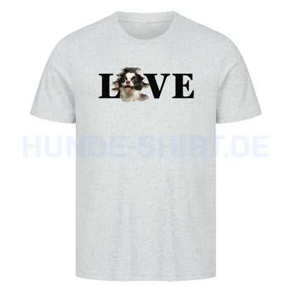 Premium T-Shirt "Japanese Chin LOVE" Heather Grey – hunde-shirt.de