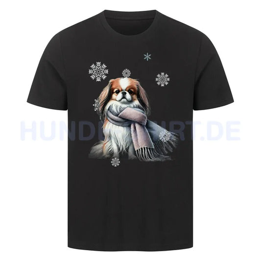 Premium T-Shirt "Japanese Chin Winter" Schwarz – hunde-shirt.de