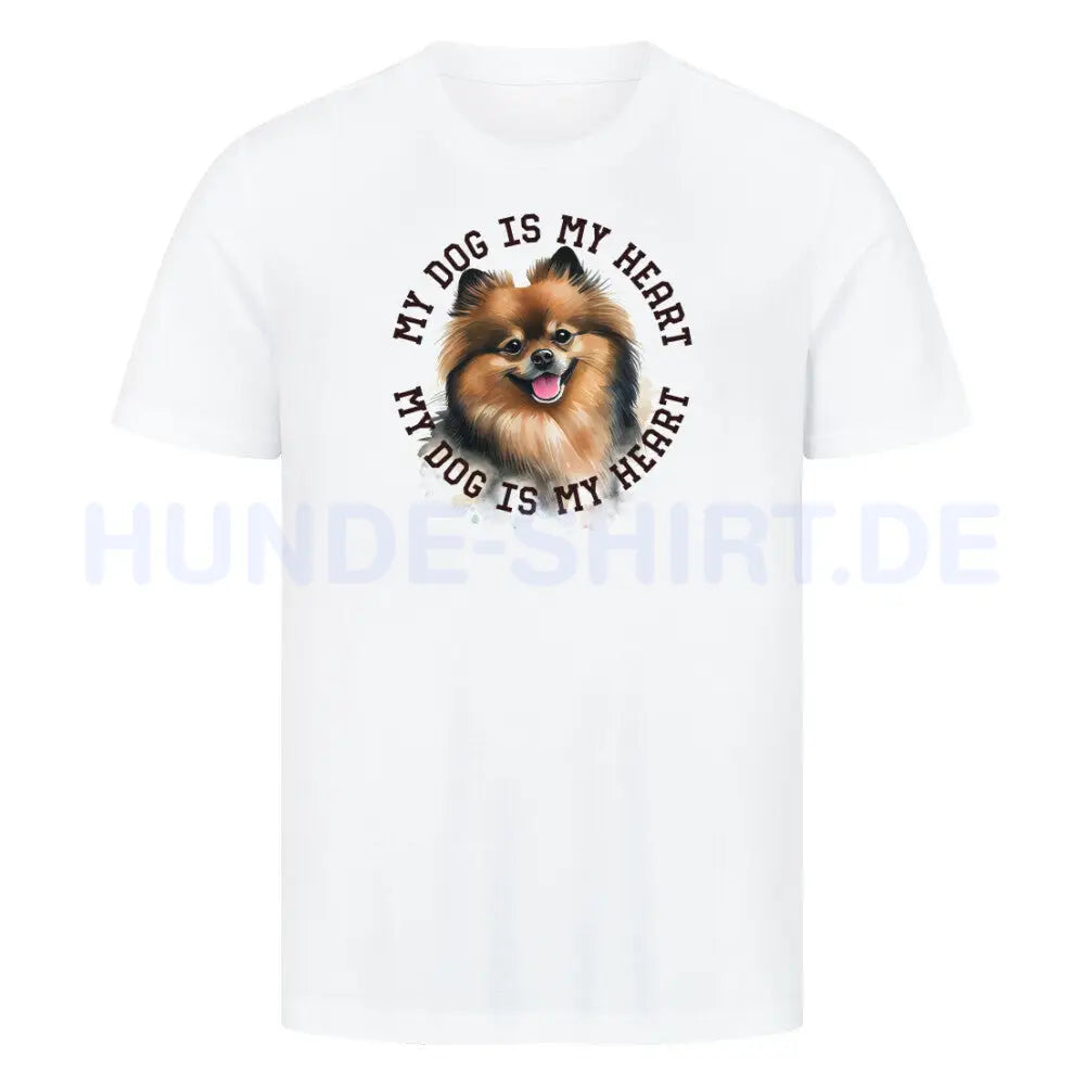 Premium T-Shirt "Kleinspitz HEART 2" Weiß – hunde-shirt.de