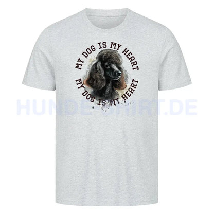 Premium T-Shirt "Königspudel schwarz HEART" Heather Grey – hunde-shirt.de