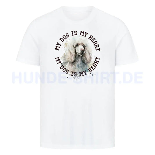 Premium T-Shirt "Königspudel weiß HEART" Weiß – hunde-shirt.de