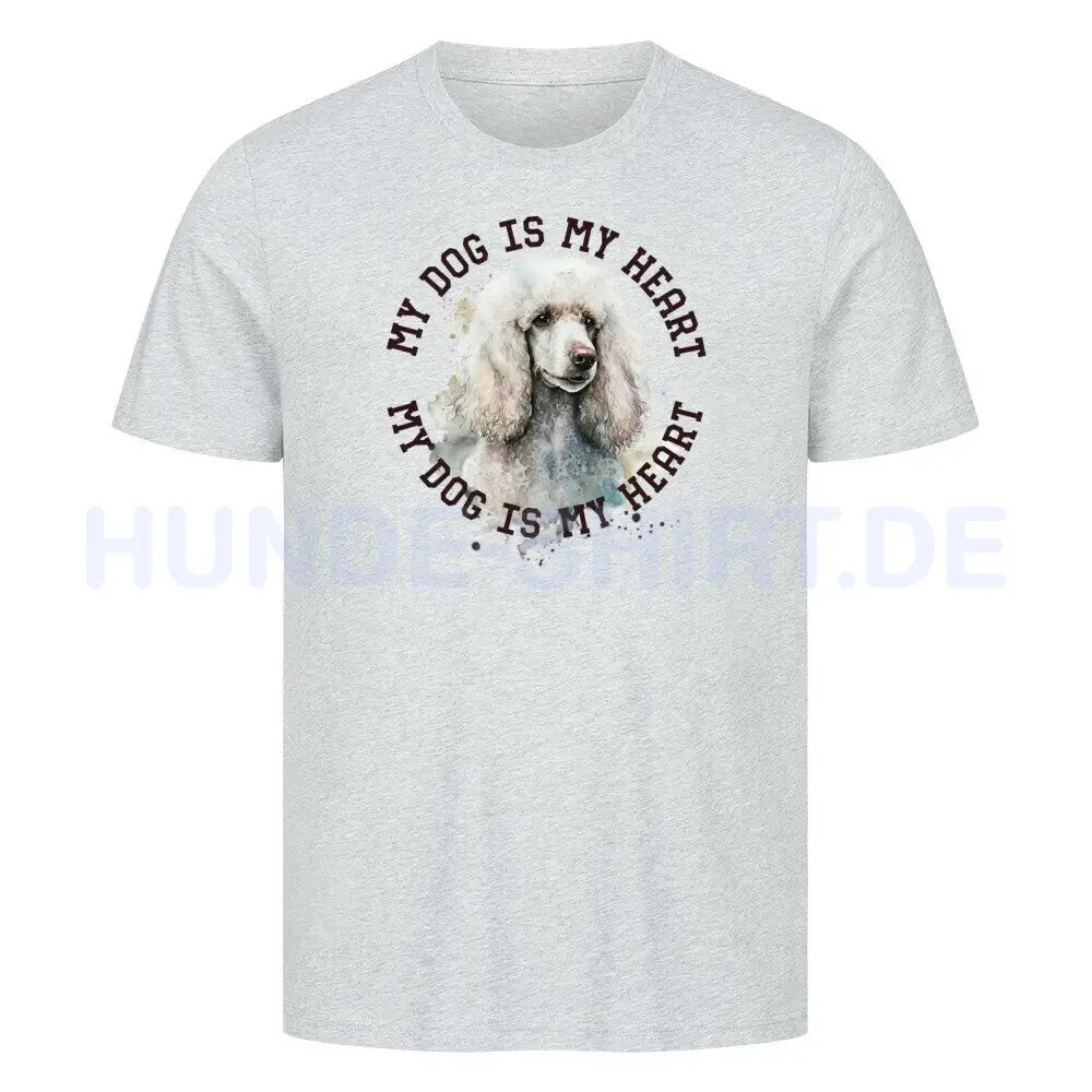 Premium T-Shirt "Königspudel weiß HEART" Heather Grey – hunde-shirt.de