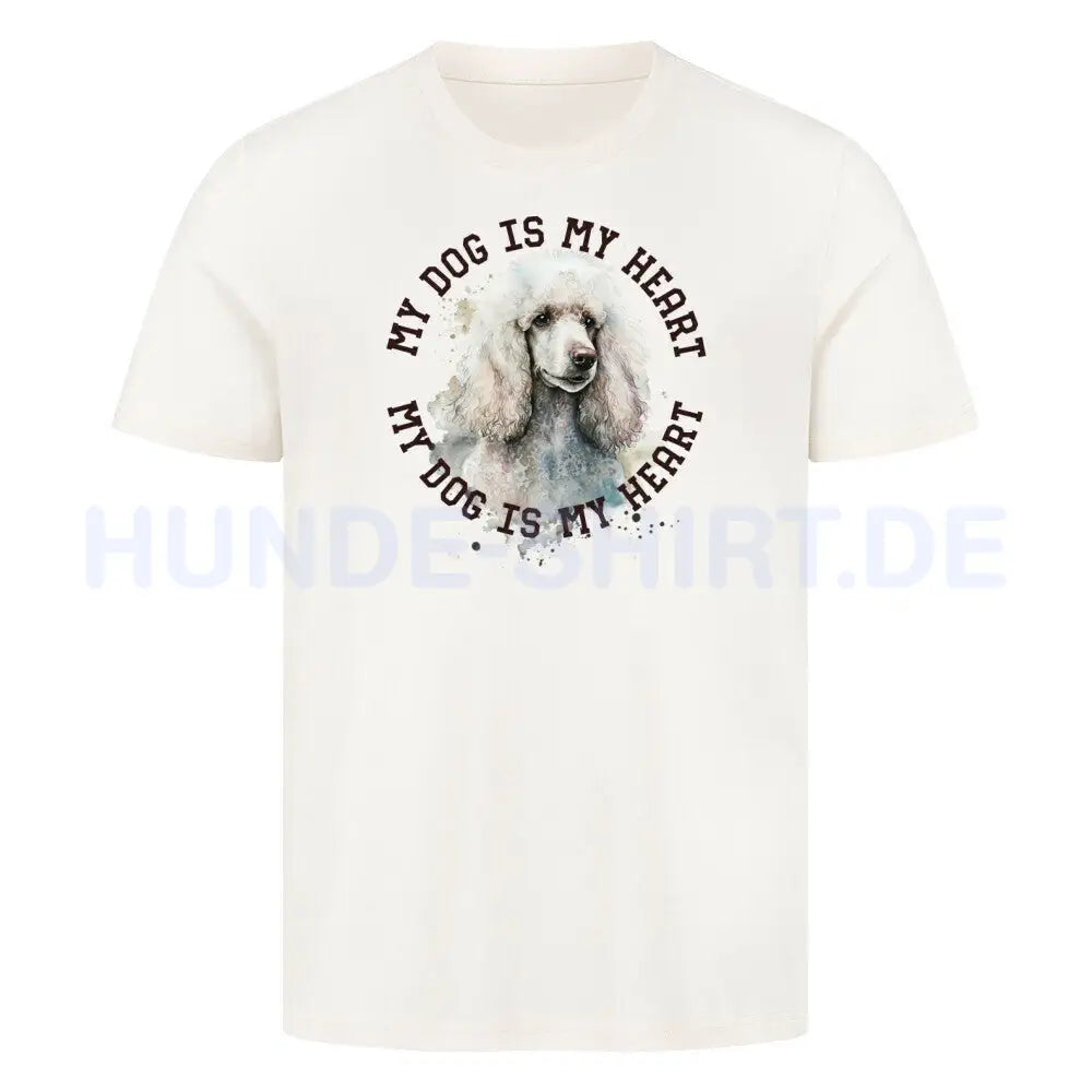 Premium T-Shirt "Königspudel weiß HEART" Natural Raw – hunde-shirt.de