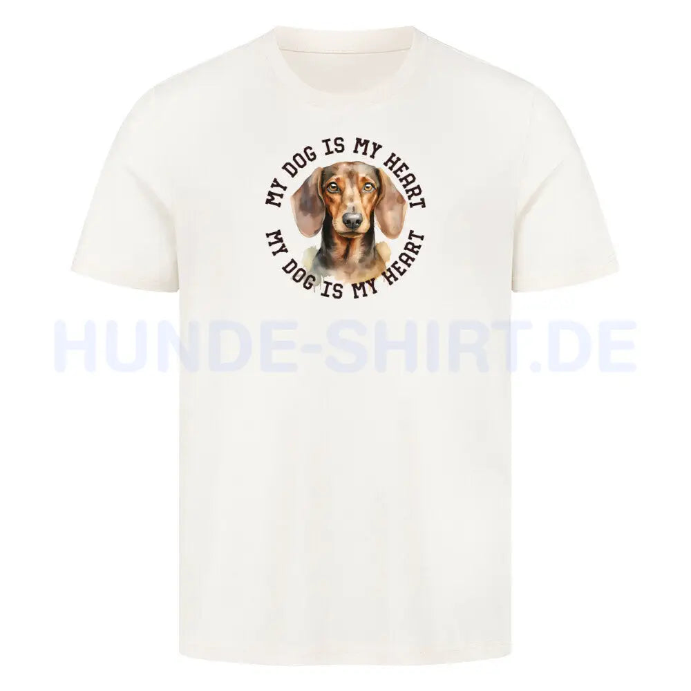 Premium T-Shirt " Kurzhaar Dackel HEART" Natural Raw – hunde-shirt.de