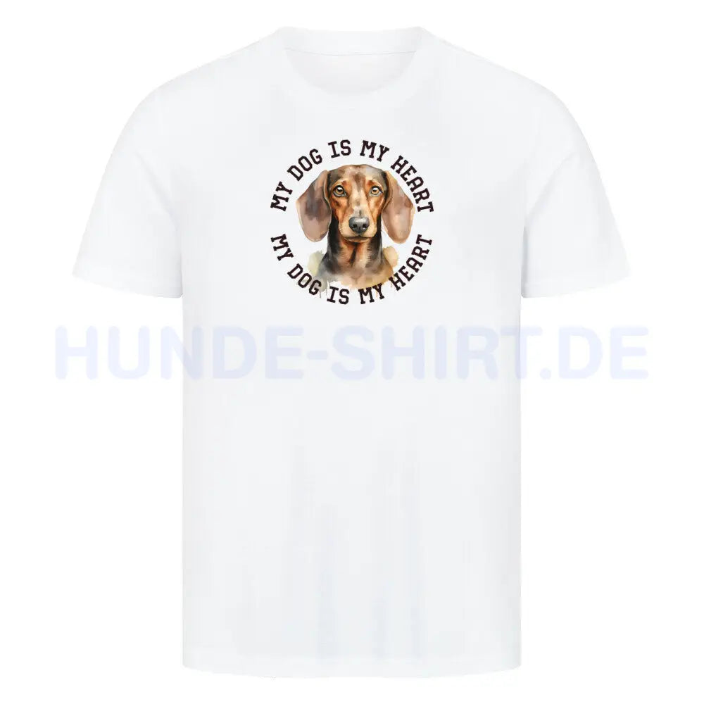 Premium T-Shirt " Kurzhaar Dackel HEART" Weiß – hunde-shirt.de