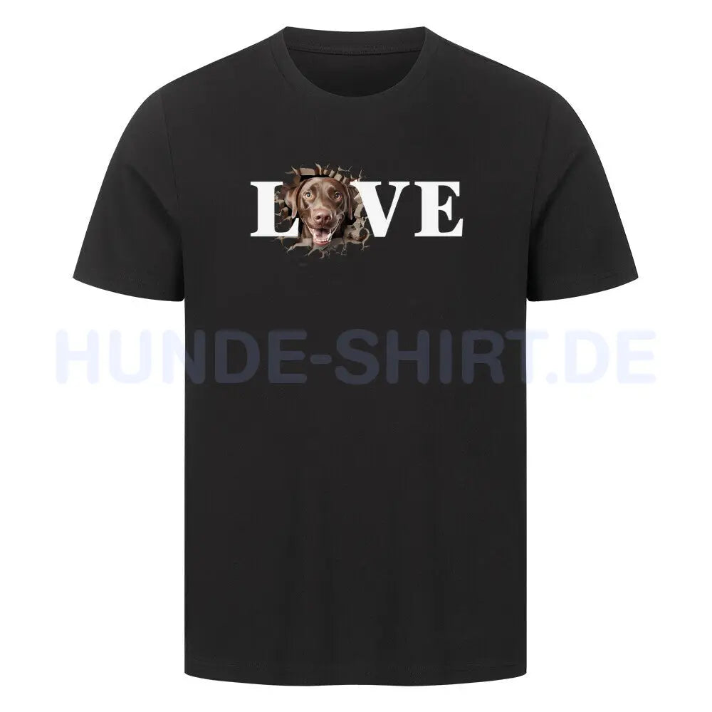 Premium T-Shirt "Labrador ( braun ) - LOVE" Schwarz – hunde-shirt.de