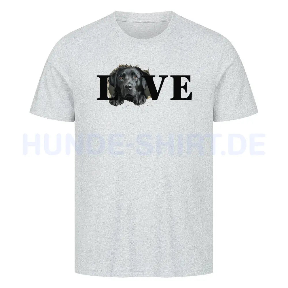 Premium T-Shirt "Labrador Retriever schwarz LOVE" Heather Grey – hunde-shirt.de